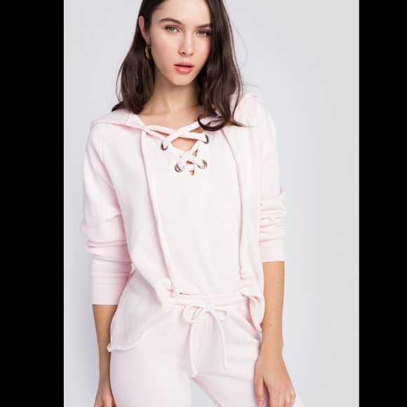 Wildfox Sweaters - NWOT Wildfox Hutton hoodie v neck pink sz M